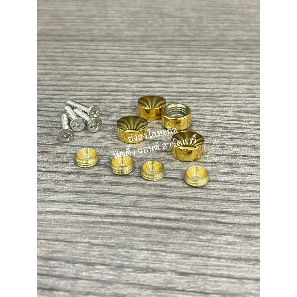 หมุดปิดหัวน๊อต หมุดยึดกระจก หมุดยึดอะคริลิค สีทองเงา ขนาด 1/2 นิ้ว (12.7 mm.) แพ็ค 4 ชุด 200-1/2-G - รูปที่ 2