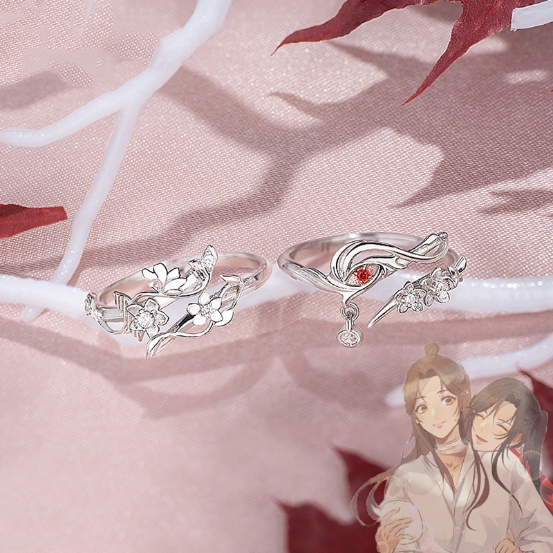 เครื่องประดับ แหวนคู่รัก ลายการ์ตูนอนิเมะ Tian Guan Ci Fu Heaven Official's Blessing Hua Cheng Xie Lian สามารถปรับได้ เหมาะกับของขวัญ สําหรับผู้ชาย และผู้หญิง