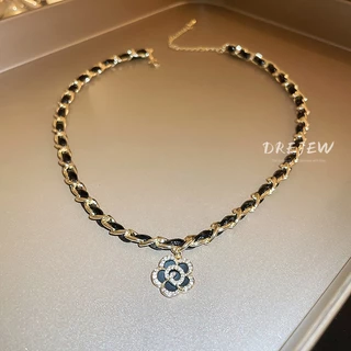 DREJEW สร้อยคอโซ่ทอง 18K จี้รูปดอกไม้ ประดับเพทาย หรูหรา สําหรับผู้หญิง