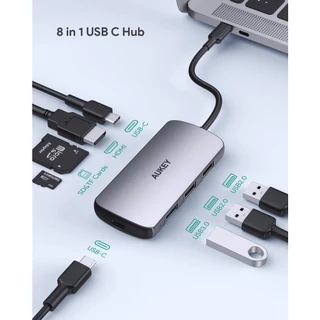 AUKEY CB-C85 USB C Hub ฮับ 8-in-1 with 4K HDMI, USB 2.0. USB 3.0, 100W PD Charging, SD&Micro SD Card Reader รุ่น CB-C85