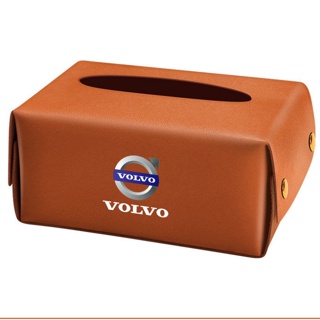 VOLVO LOGO car tissue box S60 S90 XC40 XC60 XC90 V40 V60 V90 seat rear hanging leather material drawer box sun visor storage box