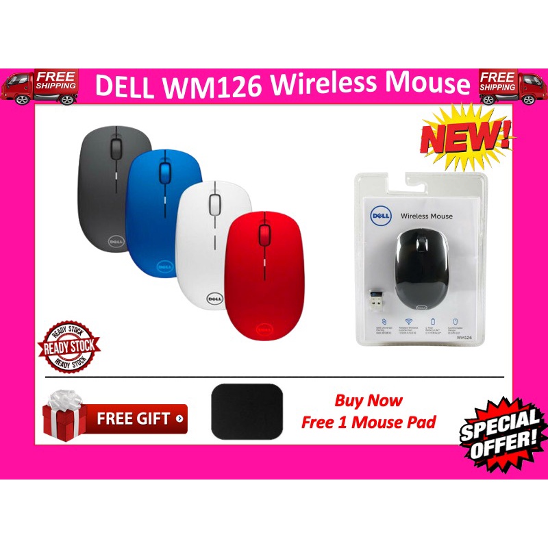 Dell Wireless Mouse Optical Mouse รุ่น WM126 (ซื้อเลย แถมแผ่นรองเมาส์ 1 อัน)