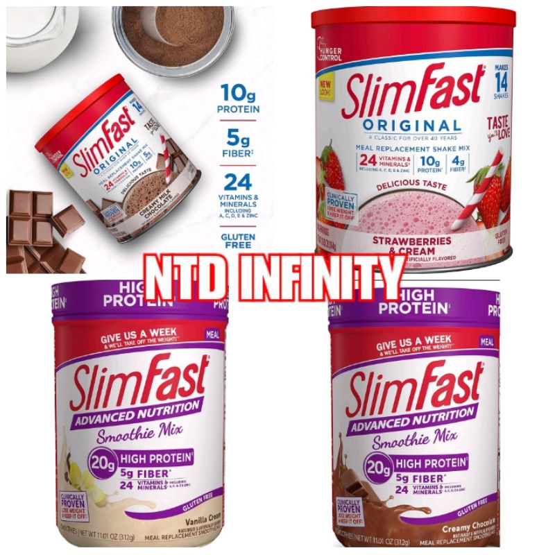 นำเข้า🇺🇸 SlimFast Original Meal Replacement Shake Mix – Weight Loss Powder 364g.