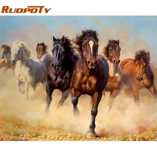 Ruopoty ภาพวาดสีน้ํามัน ตามตัวเลข รูปม้า ขนาด 60x75 ซม. 50x65 ซม. 40x50 ซม. DIY สําหรับเด็ก และผู้ใหญ่ ตกแต่งบ้าน