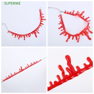 Superme สร้อยคอโชคเกอร์ สีแดงเลือด สไตล์พังก์ร็อค สําหรับปาร์ตี้ฮาโลวีน ขายดี