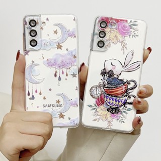 ดวงจันทร์ กระต่าย เคส Samsung Galaxy S22 Ultra S21 FE  S20 S21 S22 Plus + S20FE S21Ultra S20Ultra Note20 Ultra A53 A52 A52S Case โปร่งใส ซิลิกาเจล นุ่ม ซัมซุง เคส