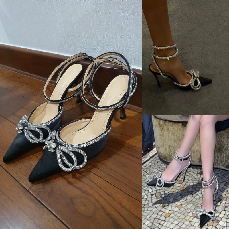 รองเท้าส้นสูง สีดำ เพชร vshoes vshoesofficial