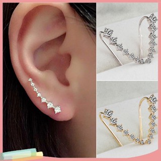 เครื่องประดับแฟชั่นสตรีต่างหูตะขอสายเพทาย rhinestones