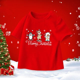 เสื้อยืด พิมพ์ลาย Merry Christmas ของขวัญคริสต์มาส แฟชั่นสําหรับเด็กผู้ชาย และเด็กผู้หญิง