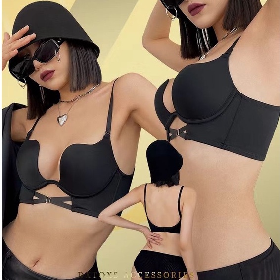Deep V ใหม่ ปิดด้านหน้า ดันทรง ยกทรง ไร้รอยต่อ ไร้รอยต่อ ฟรี สบาย ชุดชั้นใน เสื้อใน