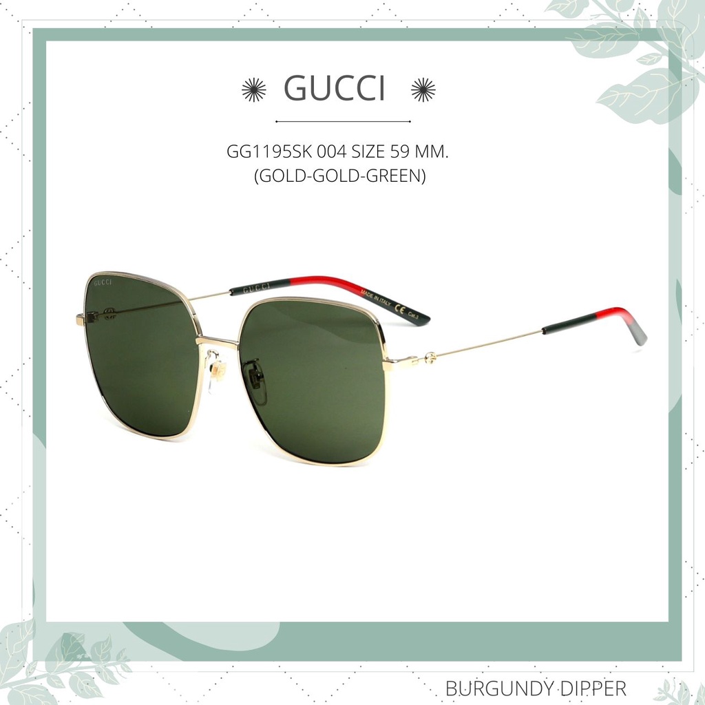 แว่นกันแดด GUCCI รุ่น  GG1195SK 004 sz.59 (Gold-Gold-Green)