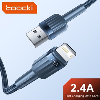 Toocki 2.4A สายเคเบิลข้อมูล ip สายชาร์จ สายถัก สายชาร์จ USB A to iP Cable เหมาะสำหรับโทรศัพท์มือถือ ios ระบบ 12W Fast charge QC3.0