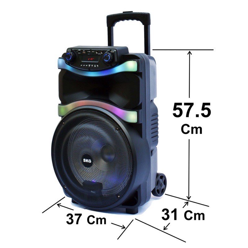 SKG ลำโพงล้อลาก 12 นิ้ว 6000W Bluetooth รุ่น SR-4000 BT12 แถมไมค์ลอยคู่ ใหม่แบตในตัว TF AUX ต่อคอมได