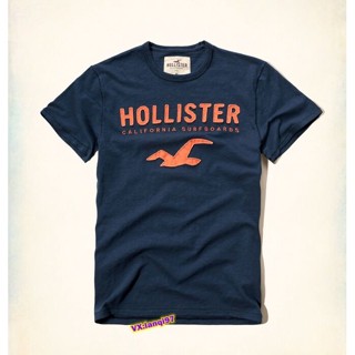 H70 Hollister t-shirt cotton round neck fashion tee for men applique dark blue tshirt