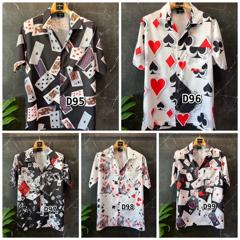 เสื้อฮาวายลายไพ่ ผ้าไหมอิตาลี