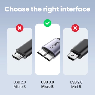 Ugreen สายเคเบิล Micro USB 3.0 USB 3.0 A เป็น Micro B ไนล่อนถัก ฮาร์ดไดรฟ์ภายนอก สําหรับ Samsung Galaxy S5 Note 3 Pro 12.2 ดิจิทัลตะวันตก Toshiba My Passp
