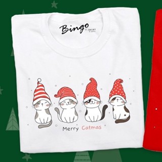 เสื้อยืด สกีนลายแมว MERRY X-MAS ตรีมคริสต์มาส