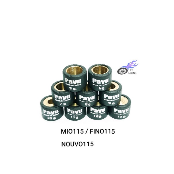 เม็ดตุ้มถ่วงน้ำหนัก YAMAHA (Mio , Fino , Nouvo) ยี่ห้อ Payu มีน้ำหนัก 5 - 13 กรัม **ราคา/1 เม็ด**