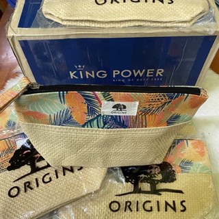 กระเป๋าใส่เครื่องสำอางค์ ใส่จิปาถะใบใหญ่มาก origins ผ้าทอ แคนวาส ลายฮาวาย