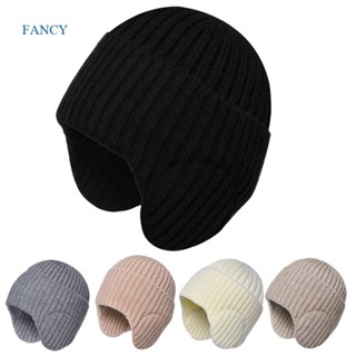 Fancyqube หมวกบีนนี่ ผ้าวูลถัก ผ้ากํามะหยี่ แต่งหูกระต่ายเทียม ให้ความอบอุ่น แฟชั่นฤดูหนาว สําหรับผู้ชาย และผู้หญิง ใส่ขี่จักรยาน เล่นสกี