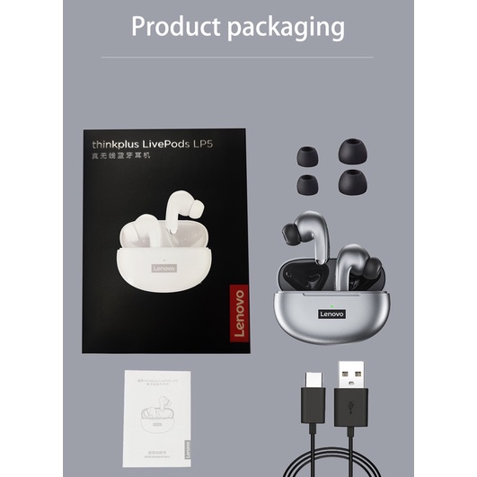 Lenovo LP5 หูฟังบลูทูธ หูฟังไร้สาย HiFi พร้อมไมโครโฟน 9D สเตอริโอไร้สาย IPX5 กันน้ํา สําหรับ IOS Androids - รูปที่ 5