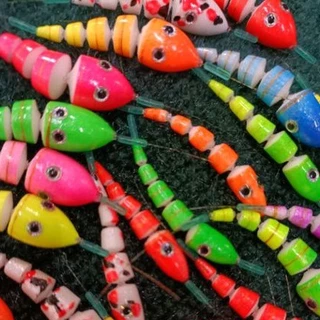 ทุ่นตกกุ้งทรงหนอน 6,8,10 มม มีหลายสีให้เลือก