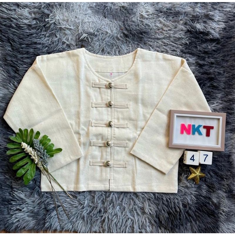 เสื้อกาสะลองกระดุมเหรียญ เสื้อซ้องปีบเชือกผูก เสื้อผ้าฝ้ายพื้นเมืองผู้หญิง - รูปที่ 5