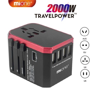 Mione หัวแปลงปลั๊กไฟ Universal Travel Adapter อะแดปเตอร์ซ็อกเก็ตชาร์จ USB Type C 2000W IP 13 14 Pro Max ปลั๊ก US EU UK AU US สําหรับเดินทาง