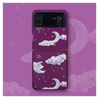 เคสโทรศัพท์มือถือ PC แข็ง กันกระแทก ลายก้อนเมฆสีม่วงน่ารัก สําหรับ Samsung Galaxy Z Flip 4 5G Z Flip 3