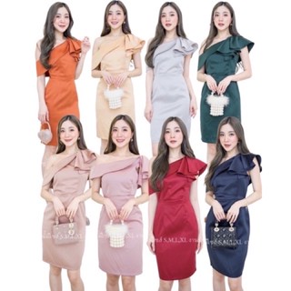 มาเพิ่ม พร้อมส่ง s m l xl xxl ชุดเดรสเบี่ยงไหล่ รุ่นขายดีค่า