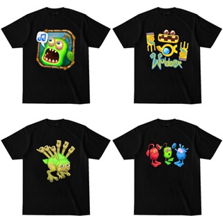 เสื้อยืดคอกลม พิมพ์ลาย Gyj My Singing Monsters Furcorn Wubbox สีดํา สีขาว สําหรับผู้ชาย และผู้หญิง