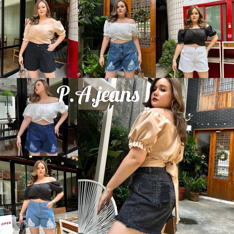 🎄พร้อมส่ง🚚กางเกงยีนส์ขาสั้น(ผ้าไม่ยืด) #กางเกงสาวอวบ🌈