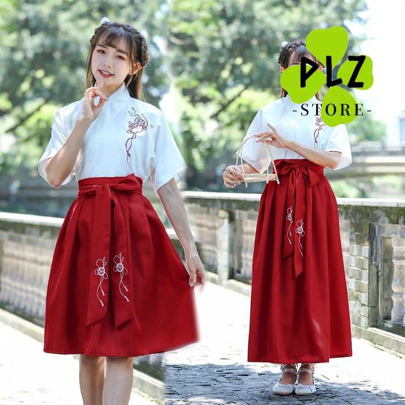 M เครื่องแต่งกายโบราณ Hanfu ผู้หญิงปรับปรุง Hanfu เสื้อผ้าผู้หญิงสไตล์ Ru กระโปรง plus ขนาดชุดสตรีชุด古装 女 汉服女装中国风大码女装 衣裙