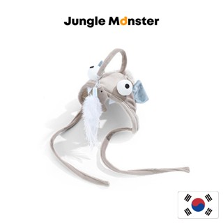 [Junglemonster] หมวกขนนก สีเทา ของเล่นสําหรับสัตว์เลี้ยง แมว