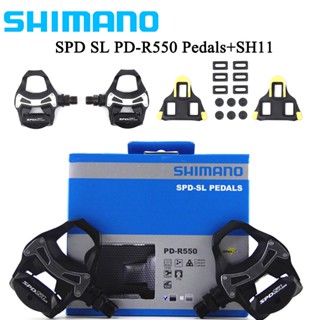 จักรยานShimano บันไดจักรยาน SPD-SL PD-R550 ระบบ SPD-SL รวมคลีท พร้อมแผ่นคลีท สีเหลือง