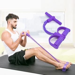 yoga band เชือกดึงซิทอัพ ยางยืดบริหารกล้ามเนื้อ ยางยืดออกกำลังกาย ด้ามจับโฟม พกพาสะดวก น้ำหนักเบา 4 เส้น
