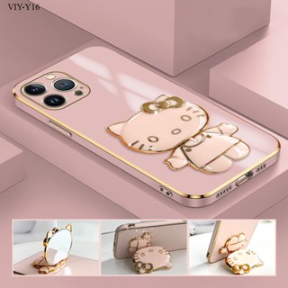 VIVO Y35 Y22 Y22S Y16  เคสวีโว่ สำหรับ วงเล็บพับ กระจก Case Cartoon Cute Cat เคส เคสโทรศัพท์ เคสมือถือ Phone Cases