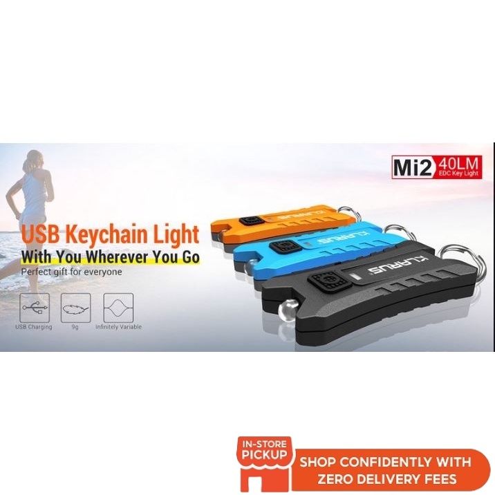 BSS Klarus Mi2 LED 40L EDC พวงกุญแจสีฟ้าพวงกุญแจ Lampu Mini Bag