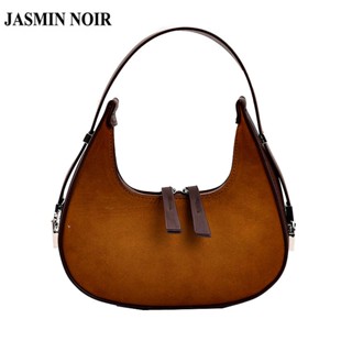 Jasmin NOIR กระเป๋าสะพายไหล่ กระเป๋าถือ สะพายข้าง หนังนิ่ม ลายดวงจันทร์ เรียบง่าย สไตล์วินเทจ สําหรับสตรี