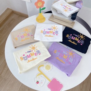 (พร้อมส่ง)Our summer เสื้อครอป Crop โอเวอร์ไซส์ ลายปักsummer สุดน่ารัก ผ้าคอตตอนแท้ 100%  ใส่สบาย มี5สี