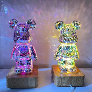 3D Firework Bear Light Luminous Bear Atmosphere Table Lamp Artwork Night Light Home Decoration