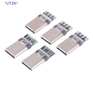 Utzn&gt; ปลั๊กซ็อกเก็ตเชื่อมต่อสายเคเบิล USB 3.1 Type C ตัวผู้ DIY 5 10 ชิ้น