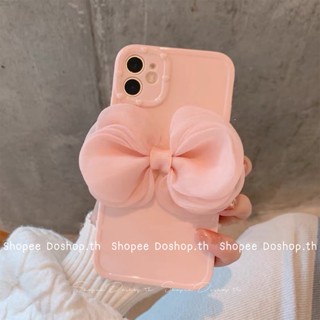 🧸 Style Korean | เคสโทรศัพท์ เคส Case สำหรับ ไอโฟน 13 13Pro 13ProMax 12 12Pro 12ProMax 11 11ProMax คลุมกล้อง โบว์สีชมพู