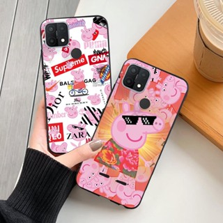 เคสโทรศัพท์มือถือ ซิลิโคนนิ่ม TPU กันกระแทก ลาย Peppa Pig สีดํา สําหรับ OPPO A3s A5 A5s A7 A8 A9 A12 A15 A16 A32 A33 A35 A36 A52 A53 A54 A55 A56 A57 A59 A73 A74 A91 A93 A94 A95