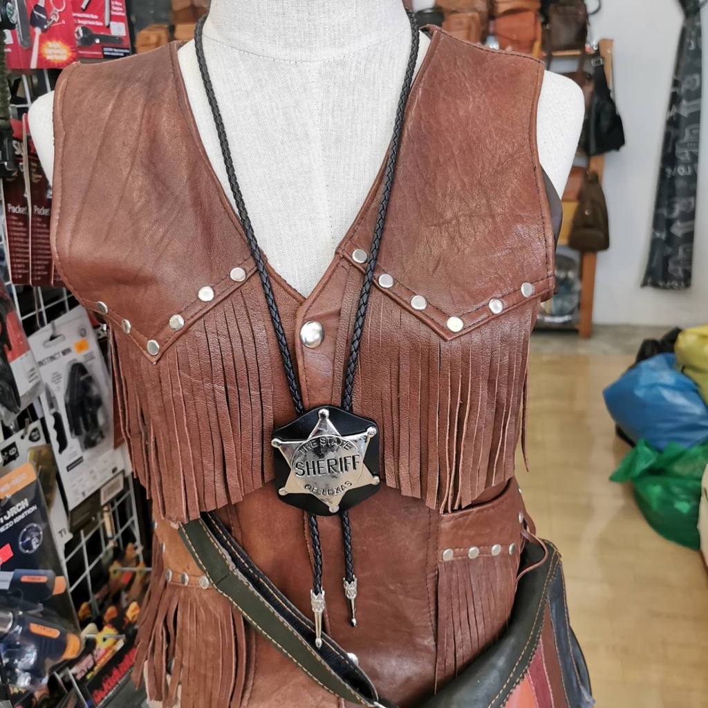 โบโลไทด์ สร้อยคอ เครื่องประดับสไตล์คาวบอย เข็มกลัดคาวบอย Bolo tie Cowboy necklace (Set C) จี้หินประกบหนัง