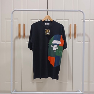 เสื้อยืด พิมพ์ลายโลโก้ A Bathing Ape Bape Aape Big Head สีดํา สไตล์ยุค 24 สําหรับผู้ชาย