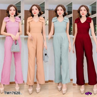 BG17620 Jumpsuit จั๊มสูทแขนกุด ช่วงไหล่แต่งโบว์ใหญ่2 ชั้น ทรงขายาว งานสุดหรู ทรงเข้ารูปสวย งานน่ารักๆดีไซน์เก๋ คอล​ใหม่