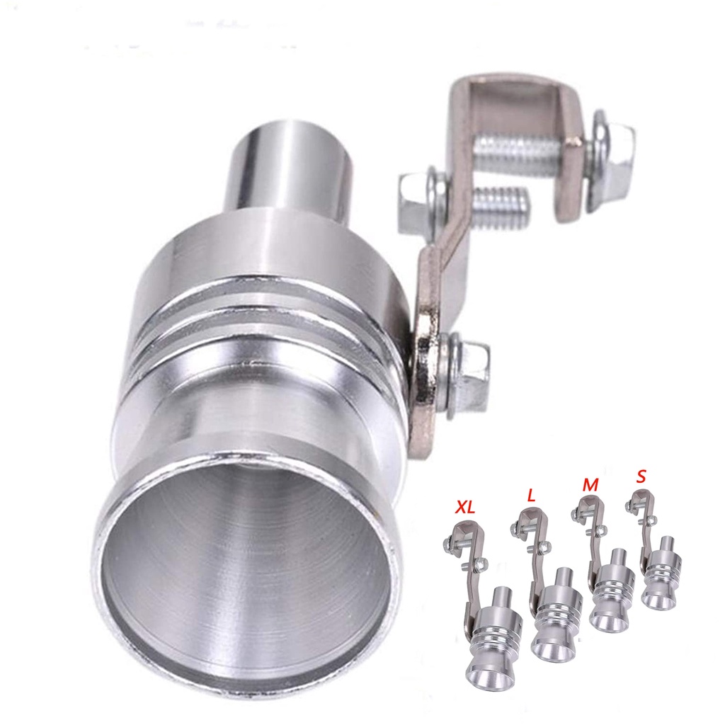 Uinversal รถมอเตอร์ไซด์ท่อไอเสียรถยนต์ปลอม Turbo นกหวีดท่อ Sound Muffler Blow Off วาล์วจําลองนกหวีดรถ Turbo Sound Muffler Whistler Silver