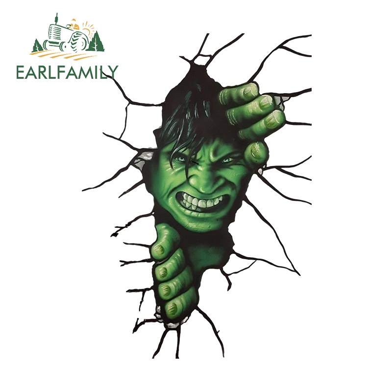 EARLFAMILY 13 ซม.x 9.3 ซม. Hulk อะนิเมะรถสติกเกอร์กันน้ําการ์ตูน Auto Vehicle ไวนิลรถ Wrap