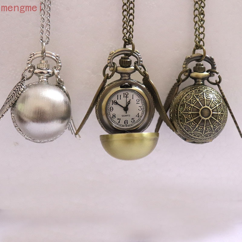 นาฬิกาพก Harry Potter Snitch Wings Necklace Creative Retro Pocket Watch Couple Common Bronze Small P